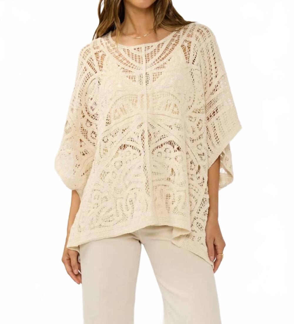 NEW LOVESTITCH women's beachy vibes crochet top cover up in cream